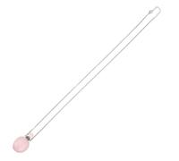 ibasenice Natural Rose Quartz Crystal Perfume Bottle Pendant, Irregular Oval Essential Oil Diffuser Necklace, Hanging Jewelry for Aromatherapy and Healing