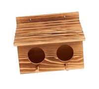 ibasenice Natural Solid Wood Bird Nesting Box with Dual Holes and Perch Compact Outdoor Parrot Cage for Budgies and Lovebirds Breeding House for Reproduction and Resting