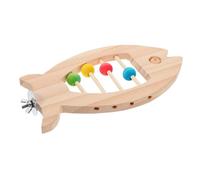 ibasenice Natural Wood Bird Perch Platform for Parrots Cartoon Shape Interactive Stand for Conures Cockatiels Macaws and Love Birds Supporting Exercise and Play