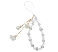 ibasenice Non-slip Crystal Flower Pendant Phone Strap Wrist Lanyard in White, Sturdy Crystal Material for Daily Accessories and DIY Art Crafts, Prevents Device from Dropped or Stolen