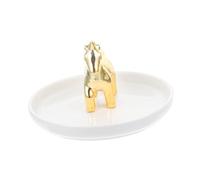 ibasenice Nordic Light Luxury Ceramic Ring Dish with Gold Trim Unicorn Design Jewelry Organizer Tray for Rings Earrings and Trinkets Easy-clean Decorative Storage Plate for Bedroom Bathroom