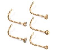 ibasenice Nose Rings Screw Set Gold Stainless Steel 11-15pcs Corkscrew Nose Studs Threadless for Women and Men Nasal Jewelry Body Piercing Accessories