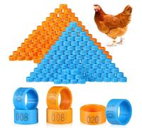 ibasenice Numbered Chicken Leg Bands Set for Poultry, 18mm Orange 16mm Blue Foot Rings, 200pcs Clip-on Ankle Rings for Birds, Pigeons, Roosters Identification in Farming