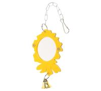 ibasenice Parakeet Cage Flower Shaped Bird Mirror with Bell Hanging Pendant for Parrots Safe Durable Reusable Parrot Supplies Accessories