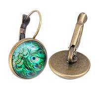 ibasenice Peacock Plume Earrings Vintage Time Gemstone Drop Earrings for Women Bronze Colorful Retro Fashion Ears Pendants Suitable for Daily Wear and Special Occasions