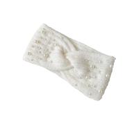 ibasenice Pearl Embellished Knitted Winter Headband for Women Cozy Plush Hair Band Warm Autumn Winter Accessory Soft Party and Holiday Wear