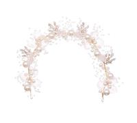 ibasenice Pearl Floral Bridal Headband with Ergonomic Structure Crystal Material and Handwoven Design, Delicate White Blossom Hairband for Weddings and Dances, Romantic Hair Accessory