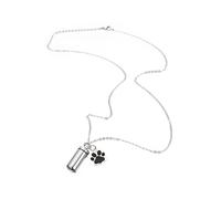 ibasenice Pet Ashes Urn Necklace with Paw Print Design Stainless Steel Cremation Jewelry for Dogs Cats Unique Keepsake Pendant for Cherishing Pet Memories Memorial Ashes Container