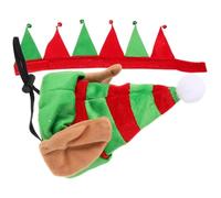 ibasenice Pet Christmas Elf Hat and Collar Cozy Breathable Dog Cat Costume for Holiday Party Photo Props