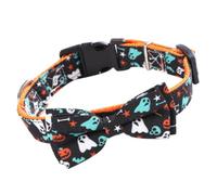 ibasenice Pet Collar Safe Cloth Material Adjustable Halloween Black with Bow-knot Decor for Dogs and Cats for Party and Festive Atmosphere