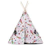 ibasenice Pet Tent Portable Folding Pet House Washable Detachable Wooden Frame Small 43x43x53cm for Dogs Cats Indoor Use