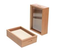 ibasenice Piggy Bank for Kids and Adults Coin Bank Jar -Way Design Money Saving Wooden Box Home Office Decor