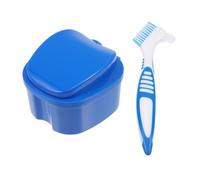 ibasenice Plastic Denture Box Brush Kit for False Tooth Care Denture Storage Case and Cleaning Tools for Travel Use