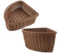 ibasenice Plastic Imitation Rattan Triangle Corner Basket 2Pcs Set Curved Fan-Shaped Storage Tray for Bedroom Shelves Wardrobe and Festive Events