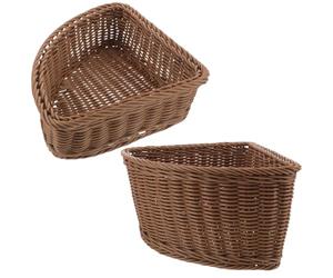 ibasenice Plastic Imitation Rattan Triangle Corner Basket 2Pcs Set Curved Fan-Shaped Storage Tray for Bedroom Shelves Wardrobe and Festive Events