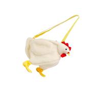 ibasenice Plush Chicken Crossbody Bag for Women, White Cartoon Shoulder Satchel, Cute Soft Hen-shaped Purse Casual Handbag for Everyday Use
