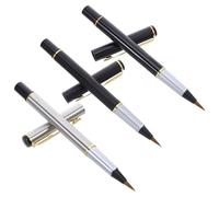 ibasenice Portable Calligraphy Ink Pen Set 3Pcs with Stainless Steel Soft Brush Tips and Refillable Cartridges, Fountain Pens for Chinese Handwriting and Sketching