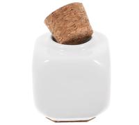 ibasenice Portable Ceramic Manicure Nail Lotion Cup with Cork Bottle for Nail Technician White Tapered Container for Home Use