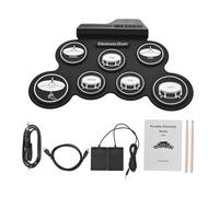 ibasenice Portable Electronic Drum Kit Lightweight USB Rechargeable Digital Drum Practice Pad Set with Silicone and Abs Material for Home Or Studio Use