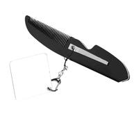 ibasenice Portable Foldable Comb with Keychain and Square Mirror for Men, Travel Beard Comb Made of Plastic and Acrylic, Multipurpose Grooming for Trips