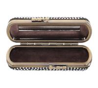 ibasenice Portable Lipstick Case with Mirror Vintage Alloy Cosmetic Holder for Travel Makeup Organizer Anti-Break Storage Box for Lipsticks and Jewelry Stylish Black Gift for Weddings and