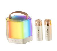 ibasenice Portable Mini Karaoke Machine with Led Lights Wireless Microphone and Speaker Set for Birthday Parties and Family Gatherings