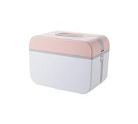 ibasenice Portable Pink Plastic Medicine Storage Box with Handle Double-Layer Compartment Organizer for Home Office School Travel Lightweight Lockable Multi-Functional Emergency Case Sturdy