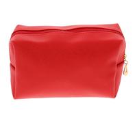 ibasenice Portable Red Pu Leather Makeup Bag with Shiny Finish, Compact Lipstick Organizer and Toiletry Pouch, Fashionable Design to Prevent Accidental Leakage and Protect from Abrasion