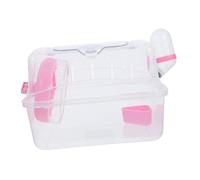 ibasenice Portable Transparent Hamster Carrier Cage with Feeding Watering Accessories Sturdy Plastic Animal Travel Box for Outdoor Pet Care and Easy Cleaning