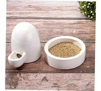 ibasenice Poultry Feeding Trough with Large Round Bowl Stable Ceramic Chicken Feeder and Drinker for Chickens Ducks Geese Pigeons Easy to Clean Food Safe Space Saving Farm and Home Use