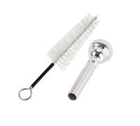 ibasenice Professional Silver Plated Trumpet Mouthpiece and Small Cleaning Brush Set for Brass Instrument Maintenance, Portable Size for Travel and Practice, Compatible with Standard Trumpets C507a