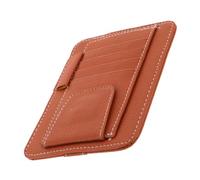 ibasenice PU Visor Organizer for Car Sun Visor Space-saving Storage Pouch with Secure Glasses Clip Card Slots and Ticket Holder Vehicle Eyeglasses Organizer for Driving License and