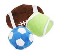 ibasenice Puppy Teething Toy Soft Soccer Ball Dog Chew Toy Plush Dog Puppy Activity Mini Sports Balls Fluffy Pp Cotton Material