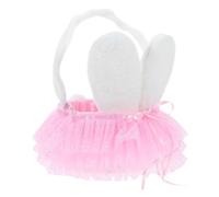 ibasenice Rabbit Ears Flower Basket Bunny Ears Easter Basket Bath Rabbit Pool Bin Tutu Easter Bucket Plush Bunny Bin Gauze Pink