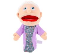 ibasenice Realistic Grandpa Hand Puppet with Movable Open Mouth, Soft Plush Family Figure Toy for Storytelling, Role Play and Teaching, Interactive Early Learning Gift for Toddlers, Kids and Adults