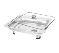 ibasenice Rectangular Tray Buffet Prevents Displacement Stainless Steel with Visual Cover and Lid for Buffet Shop and Canteen Display Food Serving