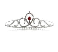 ibasenice Red Crystal Bridal Tiara Headband for Wedding and Prom, Delicate Alloy Rhinestone Crown Hair Accessory for Women and Ladies