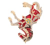 ibasenice Red Enamel Horse Brooch Pin with Rhinestones, Elegant Vintage Palace Style Accessory for Events and Social Gatherings, 2026 Chinese New Year Spring Festival Jewelry