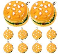 ibasenice Resin Hamburger Charm Pendant Portable and Not Easy to Deform 10pcs Stylish Yellow Hamburger Design for DIY Jewelry Making for Keychain Pendants and DIY Ornaments