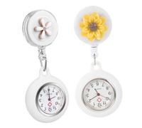 ibasenice Retractable Nurse Fob Pocket Watches Convenient to Read Time and Not Easy to Break 2pcs Practical Clip-on Design with Metal Quartz Movement and Glass Cover for Professional
