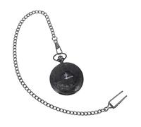 ibasenice Retro Classic Black Pocket Watch with Dual Roman Arabic Numerals Dial Flip Design with Thick Chain Steampunk Style Timepiece for Men and Women