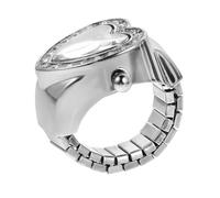 ibasenice Retro Quartz Finger Ring Watch for Women and Men Heart-shaped Studded Alloy Silver Case Casual Vintage Style with Analog Dial Comfortable and Elegant Gift for Birthday and