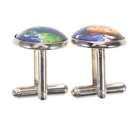 ibasenice Retro World Map Cufflinks for Men, Vintage Glass Dome French Cufflinks with Suit Studs, Tuxedo Shirt Accessories for Business and Formal Wear