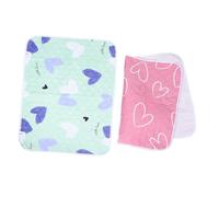 ibasenice Reusable Waterproof Guinea Pig Cage Liner and Small Animal Pee Pad, Washable Bedding Mat 70x90cm with Blue and Pink Heart, Absorbent Pet Bed for Hamsters, Rabbits, and Bunnies
