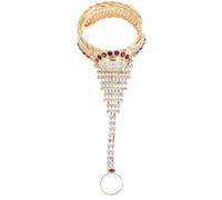 ibasenice Rhinestone Bangle Watch for Women Stylish Finger Ring Bracelet with Accurate Analog Lightweight Elegant Lady Watch in Pomegranate Red for Parties and Banquets