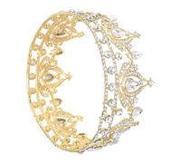 ibasenice Rhinestone Crown Hair Accessory for Bridal Wedding Crystal Tiara Gold Alloy Design for Pageant Prom Party Women's Queen Crown Headdress
