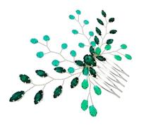 ibasenice Rhinestone Hair Accessory Bright Colour Green Crystal Hair Side Comb Lightweight for Brides and Women for Engagement or Prom