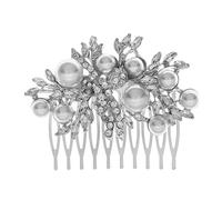 ibasenice Rhinestone Hair Comb Zinc Alloy Elegant Bridal with Pearls Easy to Put Hair Accessory for Brides and Bridesmaids for Christmas and Wedding Parties