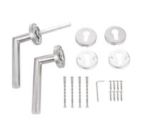 ibasenice Right Angle Door Handle Lever Set with No Pre-drilled Hole Required Stainless Steel 2 Pcs Rust Resistant Modern Round Design for Home Decor and Fire Door Locks