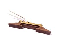 ibasenice Rosewood Archtop Guitar Bridge Adjustable Gold Roller Saddles B-22, Natural Wood Tone Jazz Guitar Parts Bridge Tailpiece for Electric and Acoustic Models